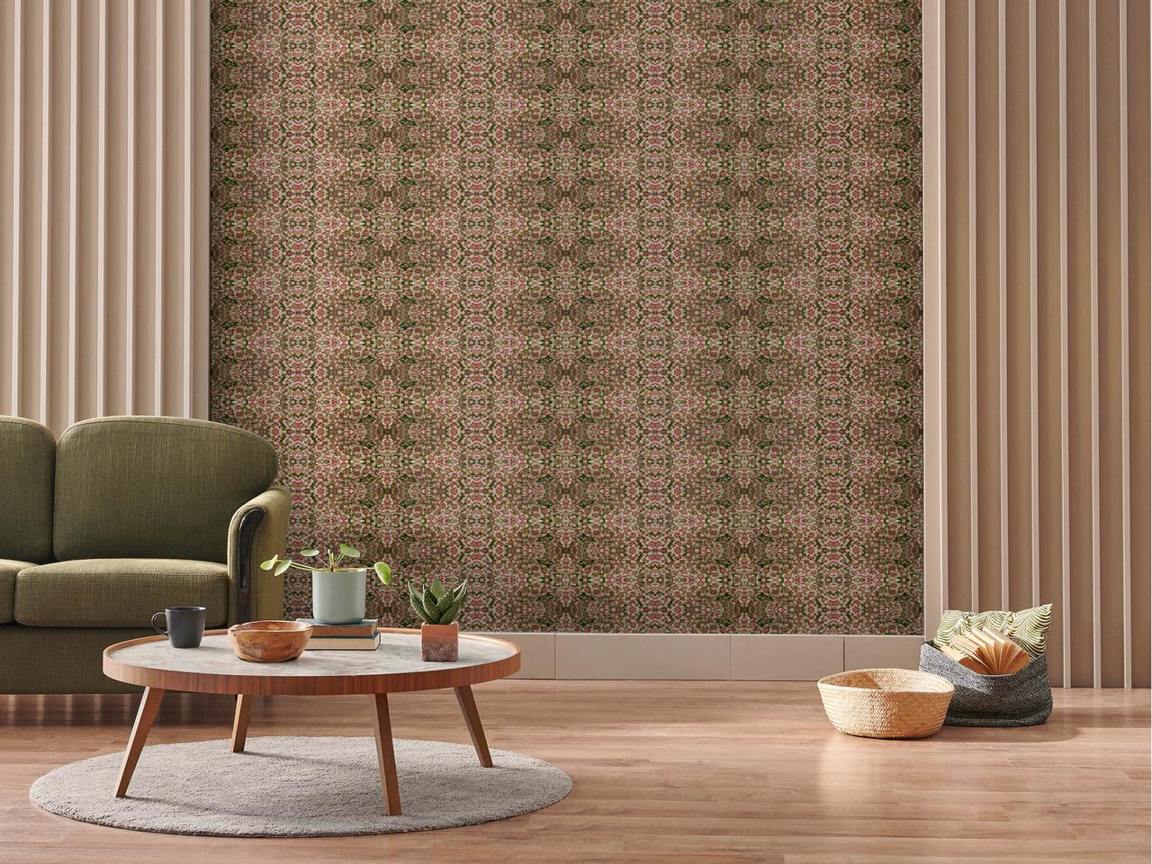 Abstract floral linen fabric, bold pink floral textile. Neutral designer fabric, contemporary luxury material for home decor. Curtaining - image 3