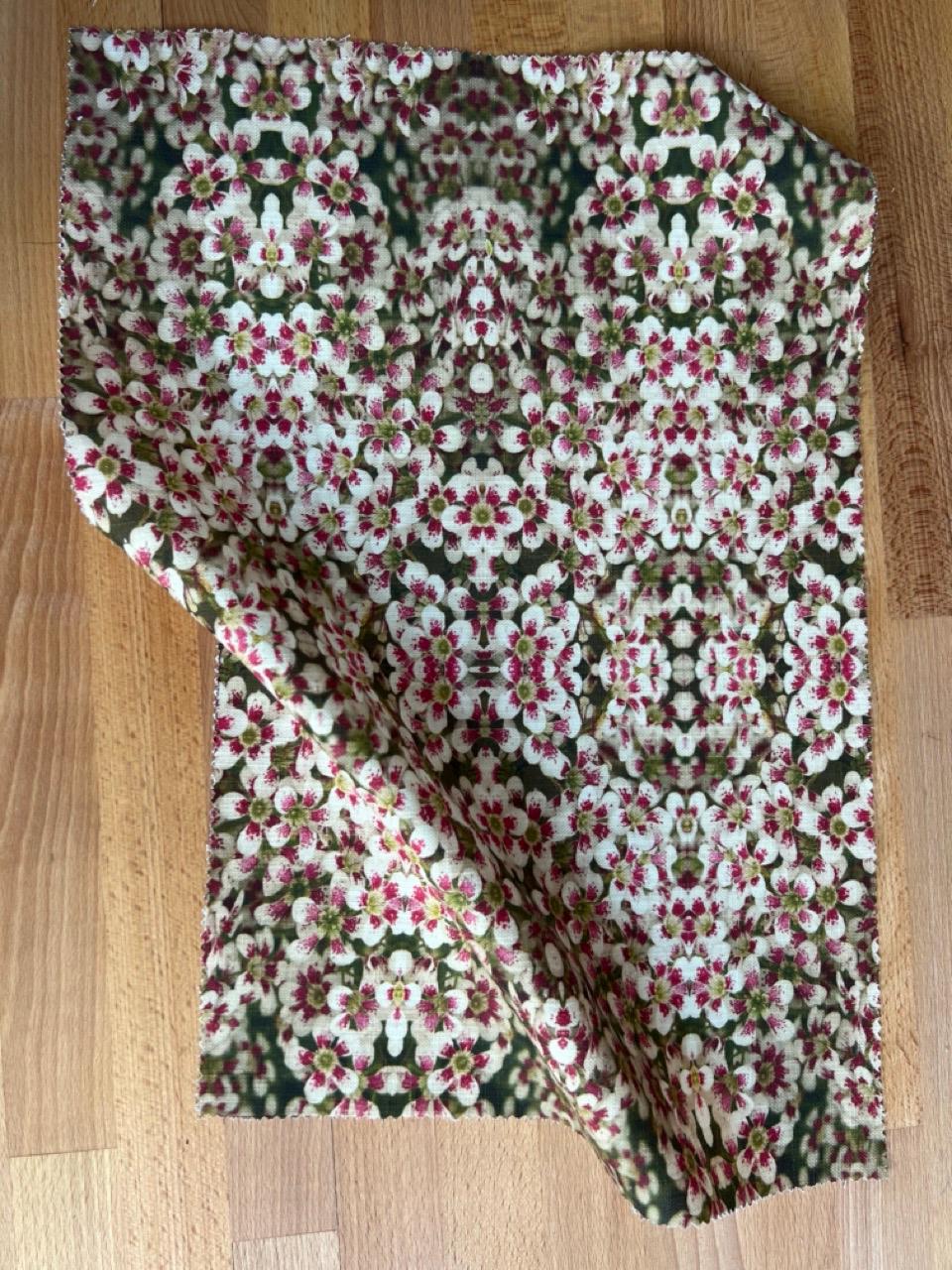 Abstract floral linen fabric, bold pink floral textile. Neutral designer fabric, contemporary luxury material for home decor. Curtaining - image 7
