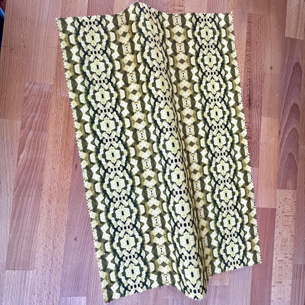 Abstract floral linen fabric, bold yellow floral textile. Neutral designer fabric, contemporary luxury material for home decor. Curtaining - image 3