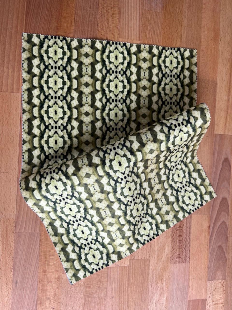 Abstract floral velvet fabric, bold yellow floral textile. Neutral designer fabric, contemporary luxury material for home decor. Curtaining - image 4