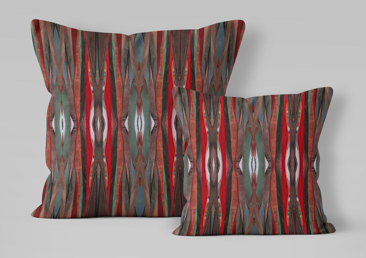 Abstract linen fabric, bold reds textile. Bold designer fabric, contemporary luxury material for home decor. Curtaining - image 3