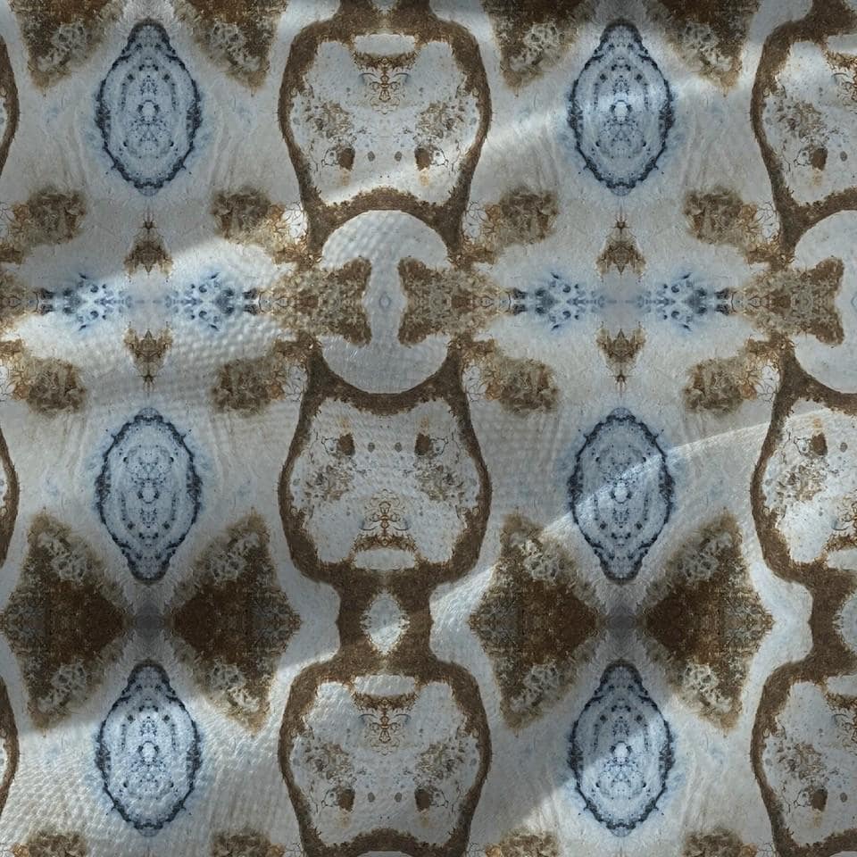 Abstract stone linen fabric, subtle blue stone textile. Neutral designer fabric, contemporary luxury material for home decor. Curtaining - image 3