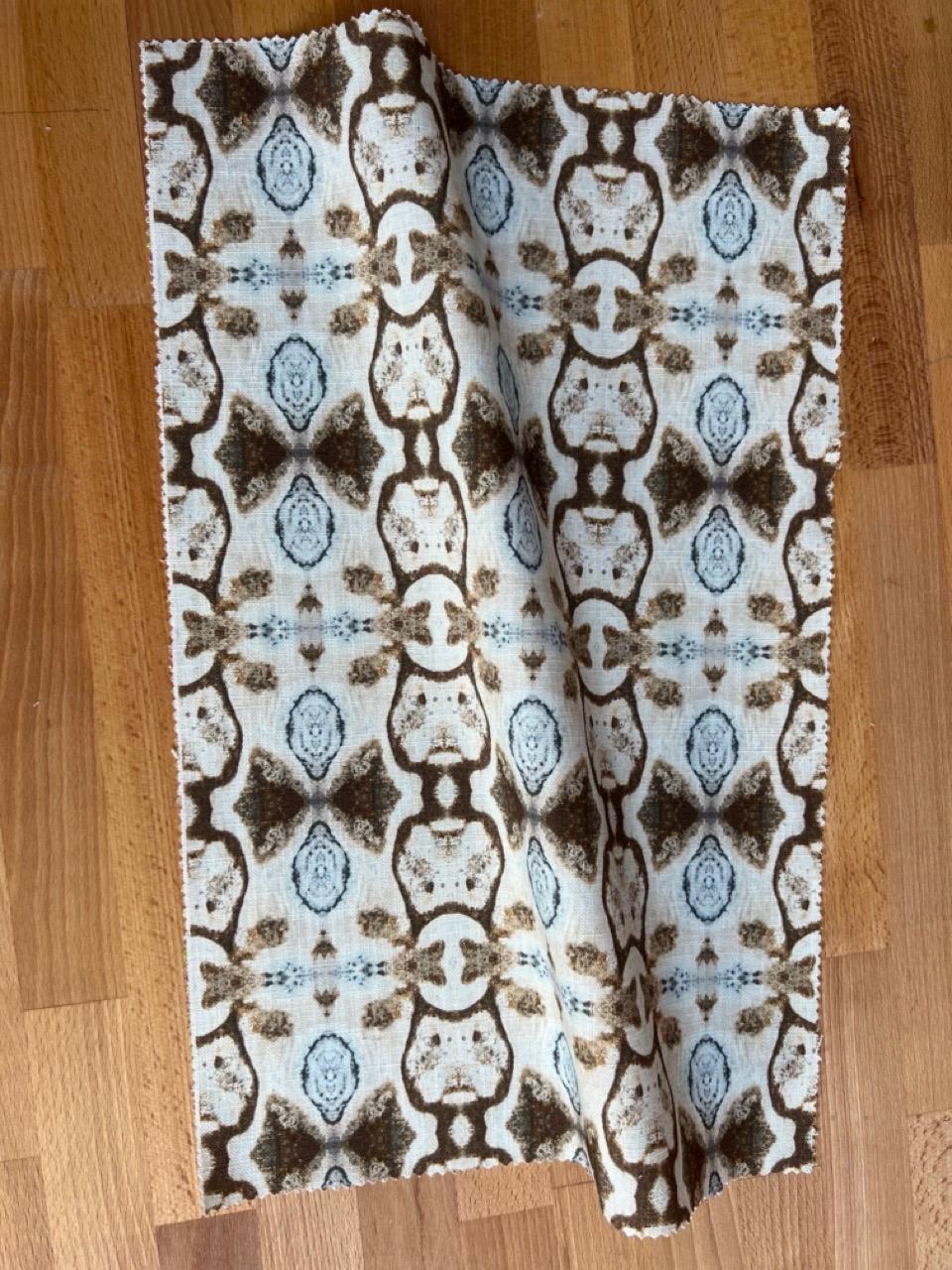 Abstract stone linen fabric, subtle blue stone textile. Neutral designer fabric, contemporary luxury material for home decor. Curtaining - image 4