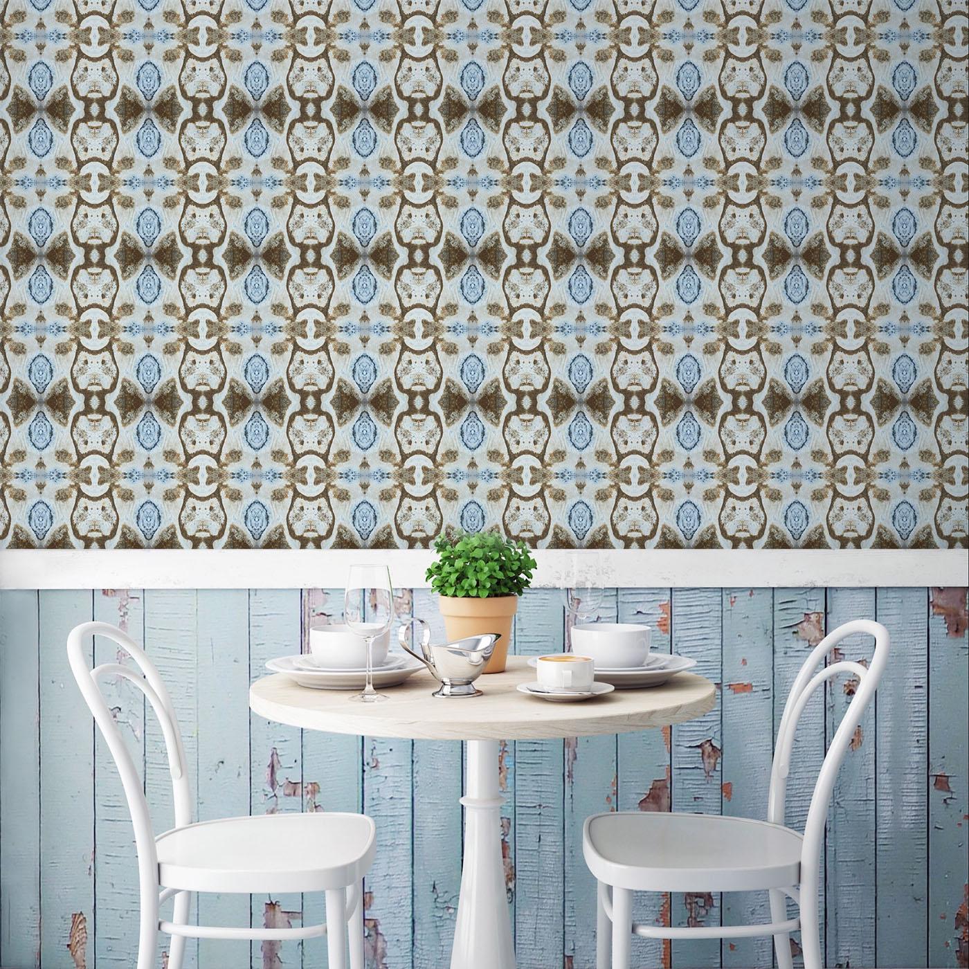 Abstract stone velvet fabric, subtle blue stone textile. Neutral designer fabric, contemporary luxury material for home decor. Curtaining - image 3