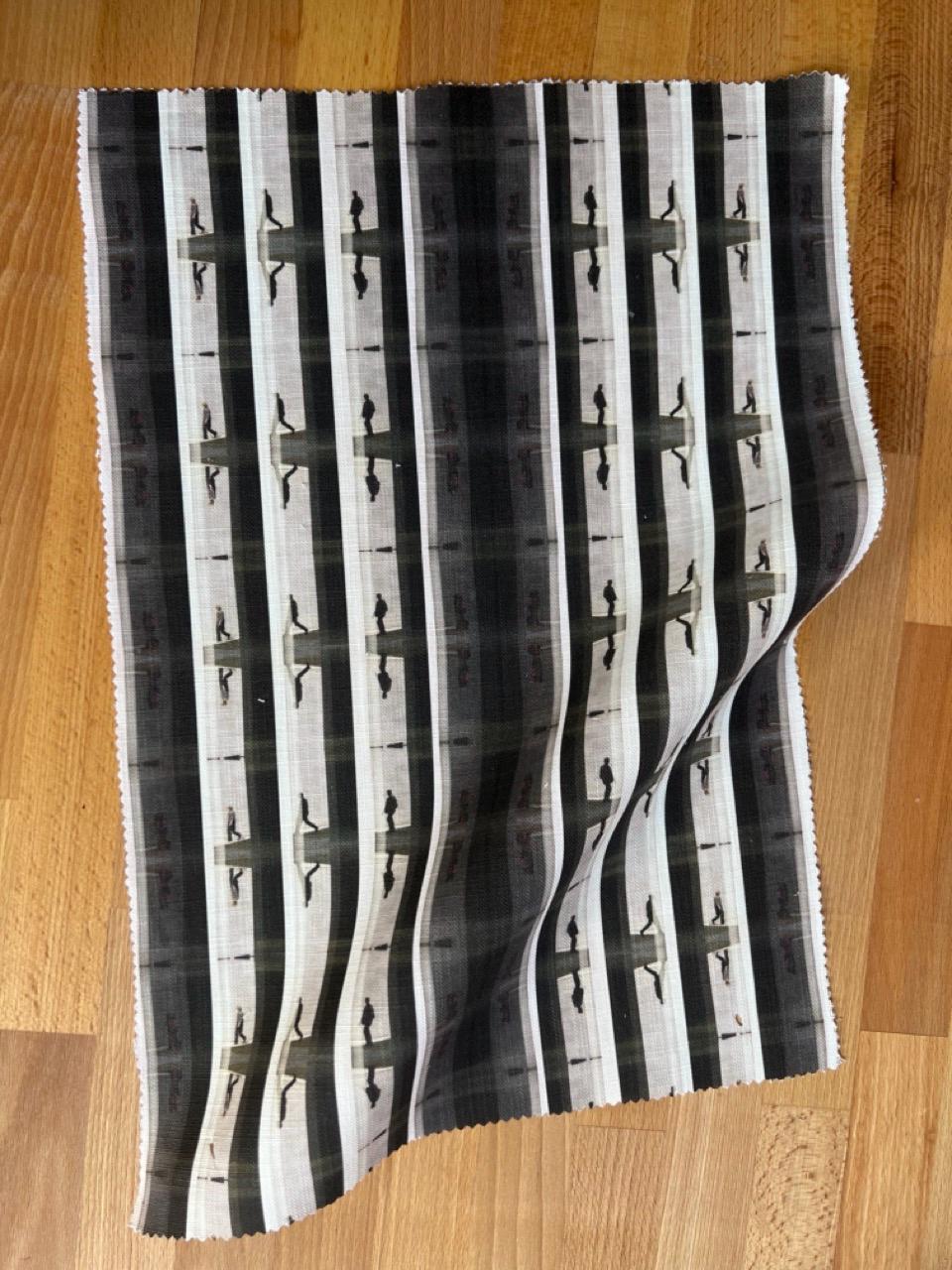 Abstract urban linen fabric, monochromatic urban textile. Bold designer fabric, contemporary luxury material for home decor. Curtaining.