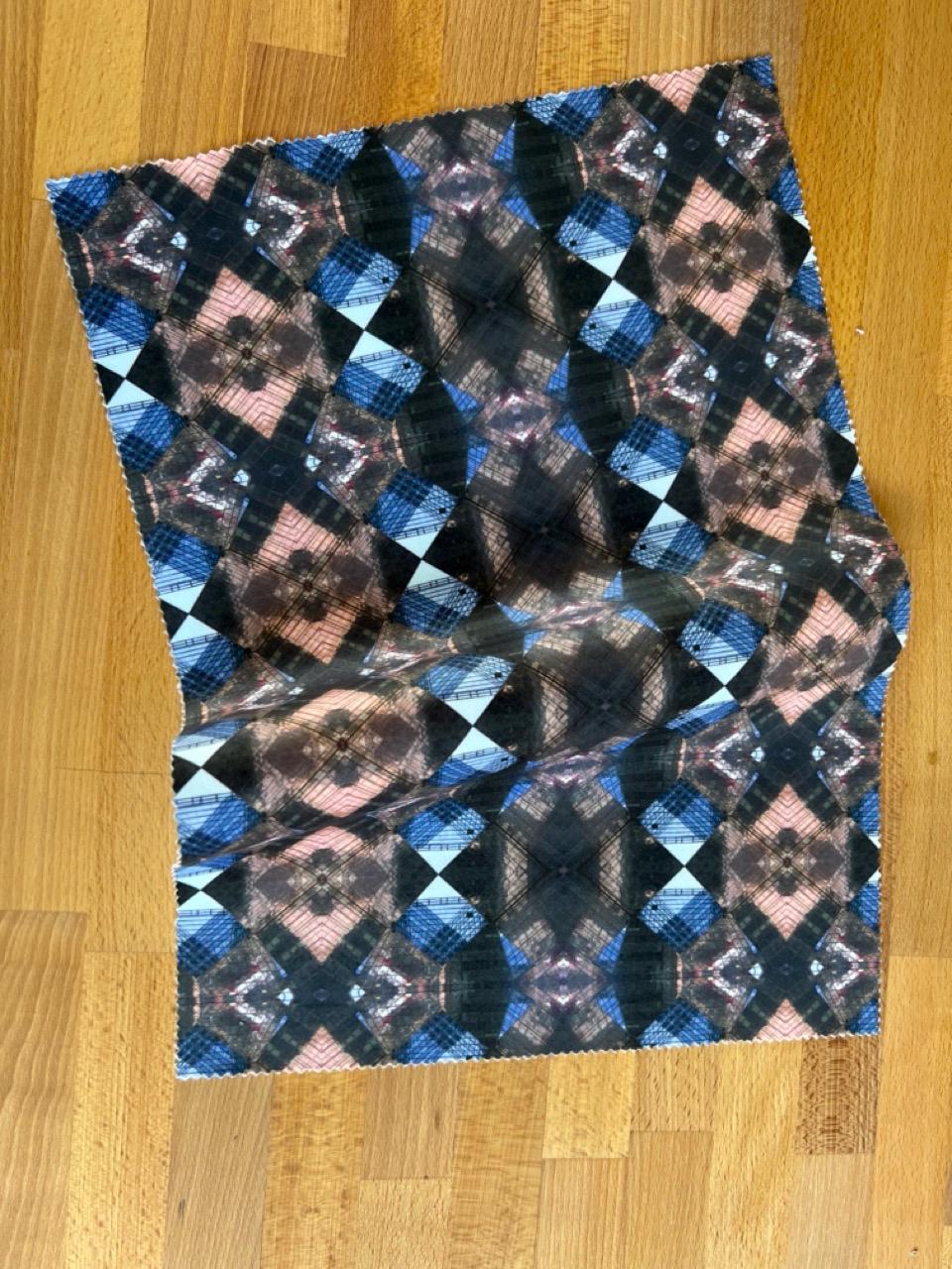 Abstract urban velvet fabric, blue black urban textile. Bold designer fabric, contemporary luxury material for home decor.