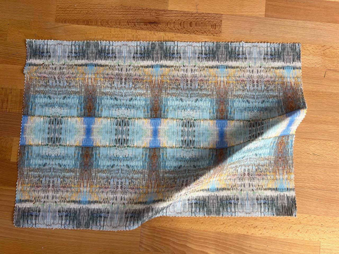 Abstract water linen fabric, subtle blue water textile. Neutral designer fabric, contemporary luxury material for home decor. Curtaining - image 7