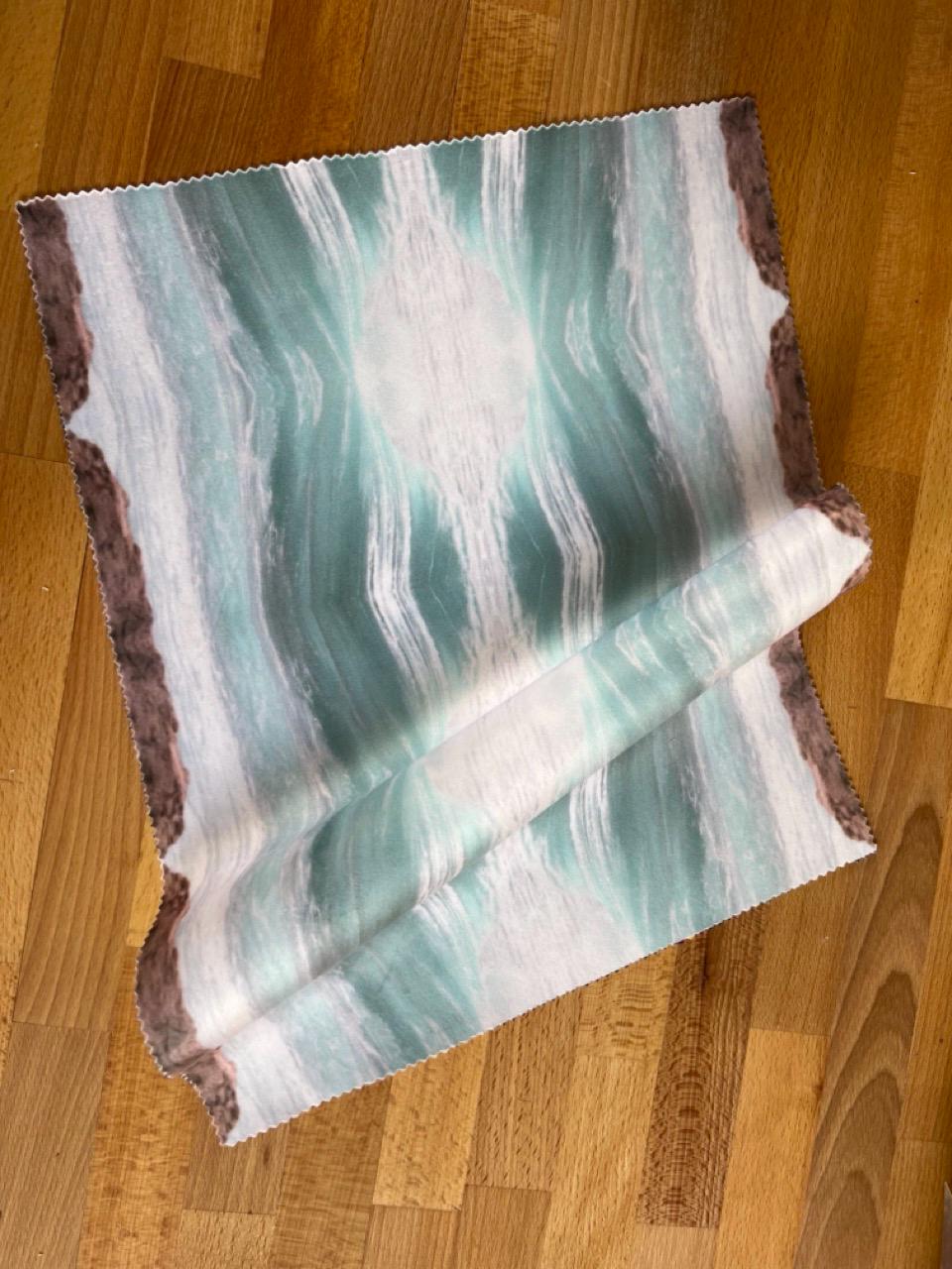 Abstract water velvet fabric, subtle blue water textile. Neutral designer fabric, contemporary luxury material for home decor. Curtaining - image 5