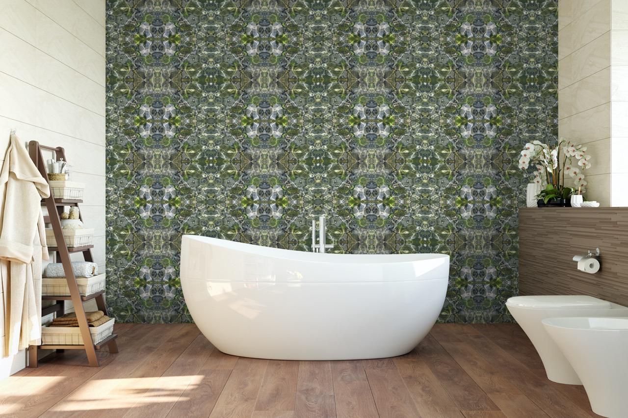 Paste on the wall wallpaper, bold green pebble design, designer made, satin finish. - image 2