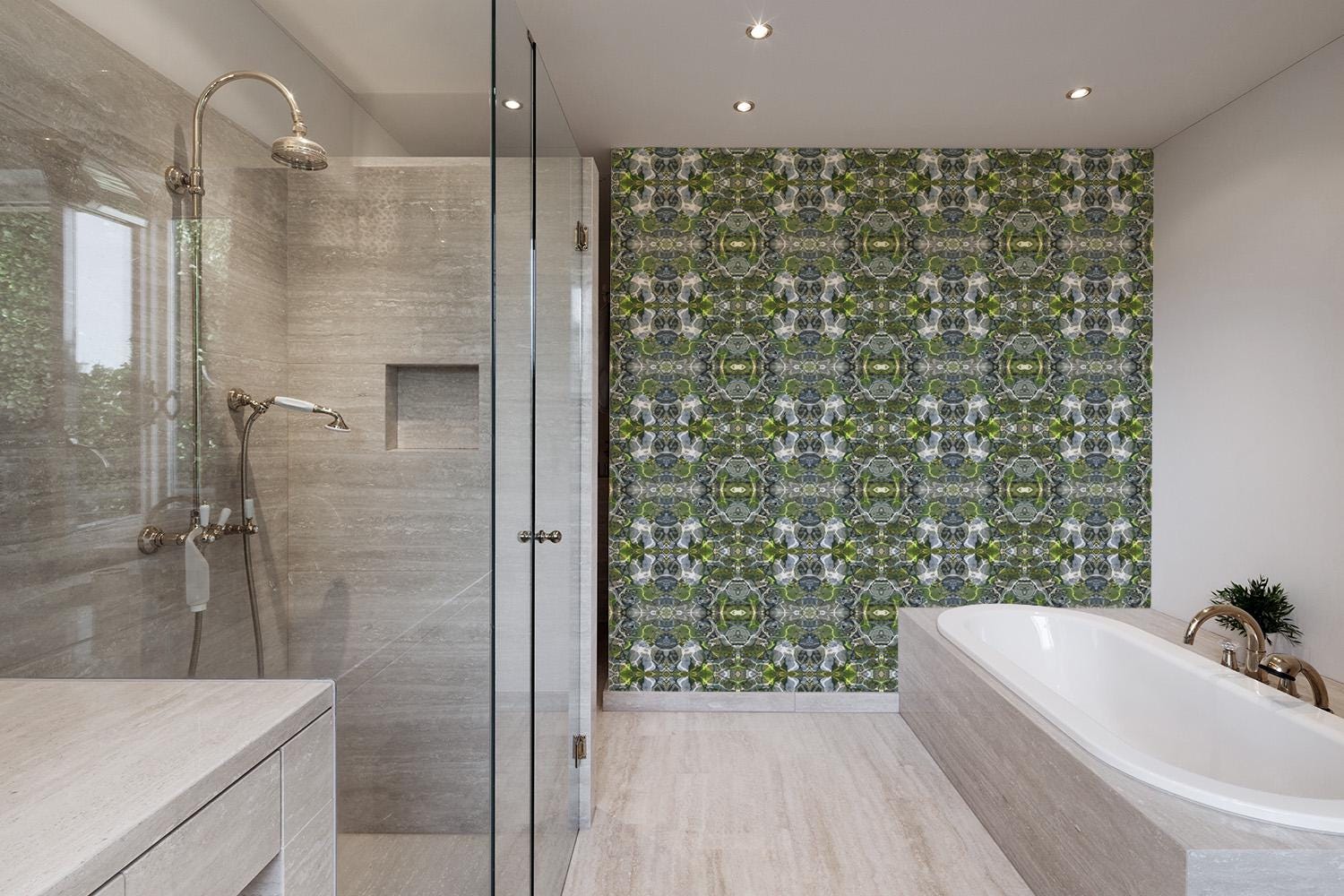 Paste on the wall wallpaper, bold green pebble design, designer made, satin finish. - image 3